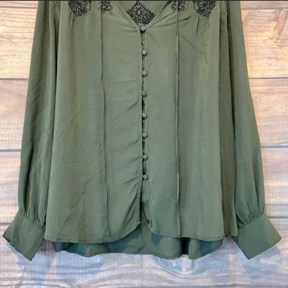 Torrid Embroidered Button down Peasant Blouse - Picture 9 of 12